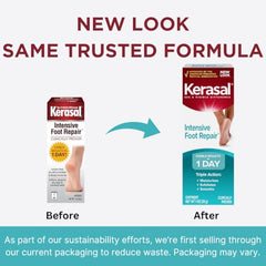 Kerasal muestra crema para pies secos, destacando su textura suave para hidratación.