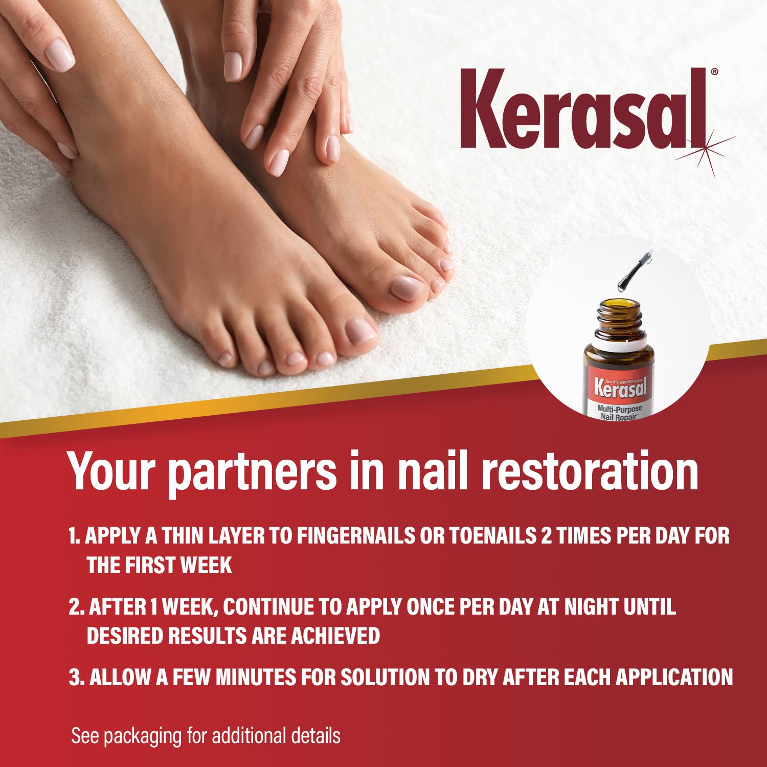 Kerasal, resultado-tras-uso: uñas con mejor textura y aspecto más saludable.