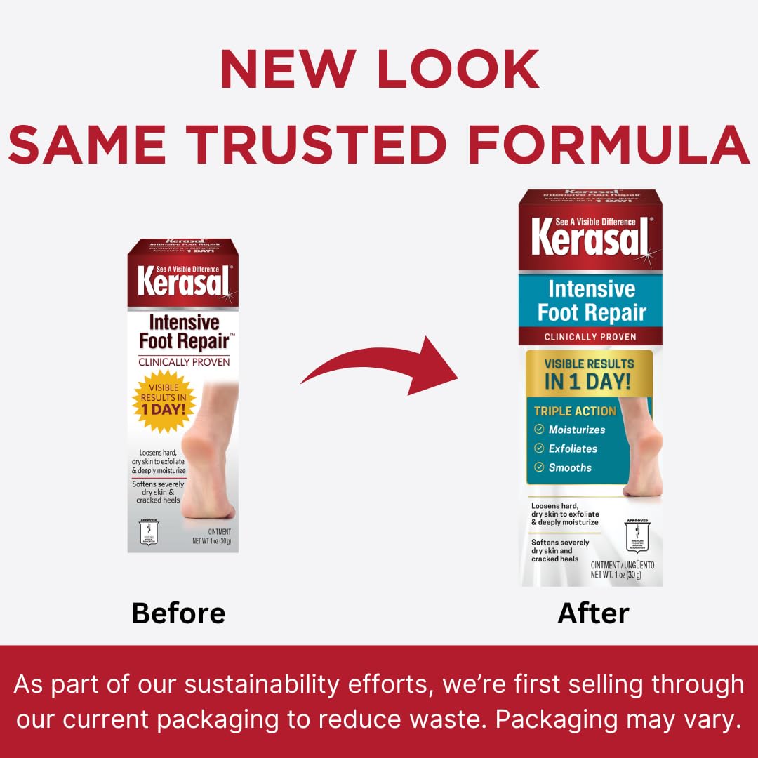 Kerasal Reparación Intensiva de Pies, textura cremosa, hidrata y suaviza piel seca.
