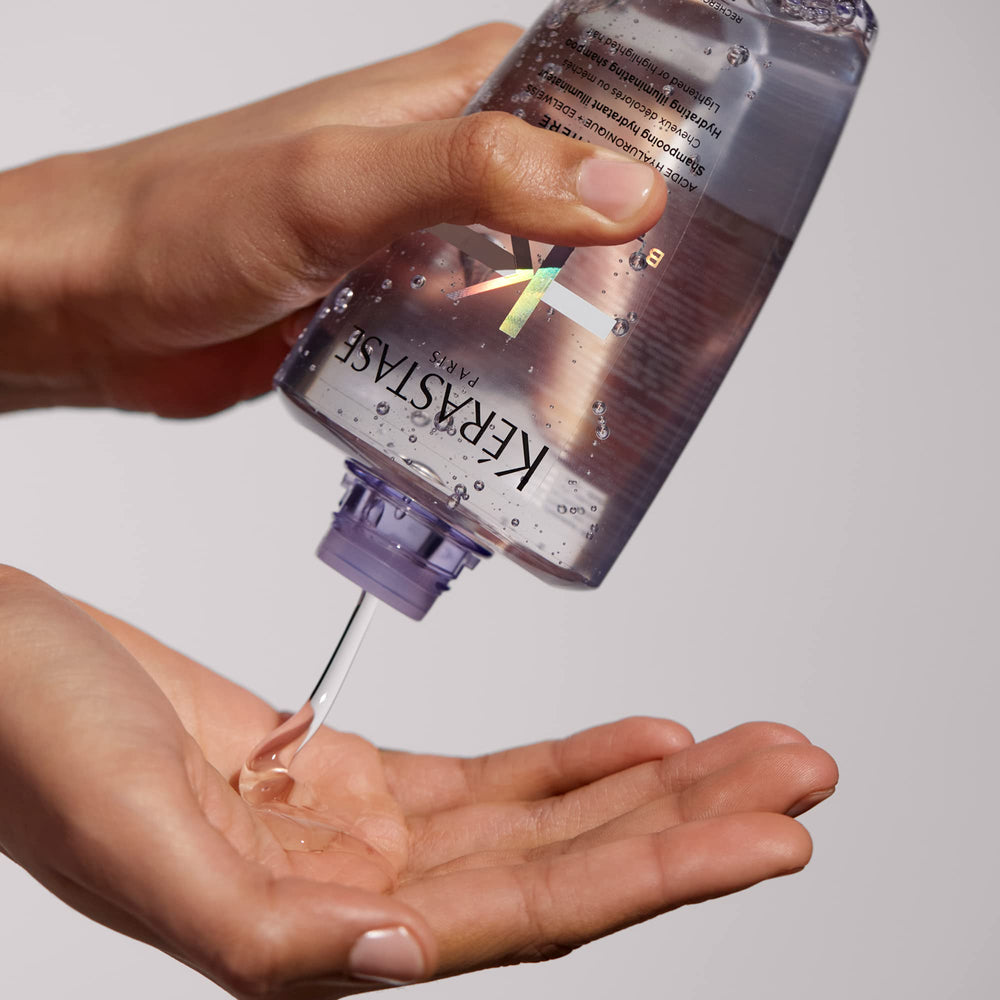 Premium compact packaging of Kerastase Blond Absolu Hydrating Shampoo.