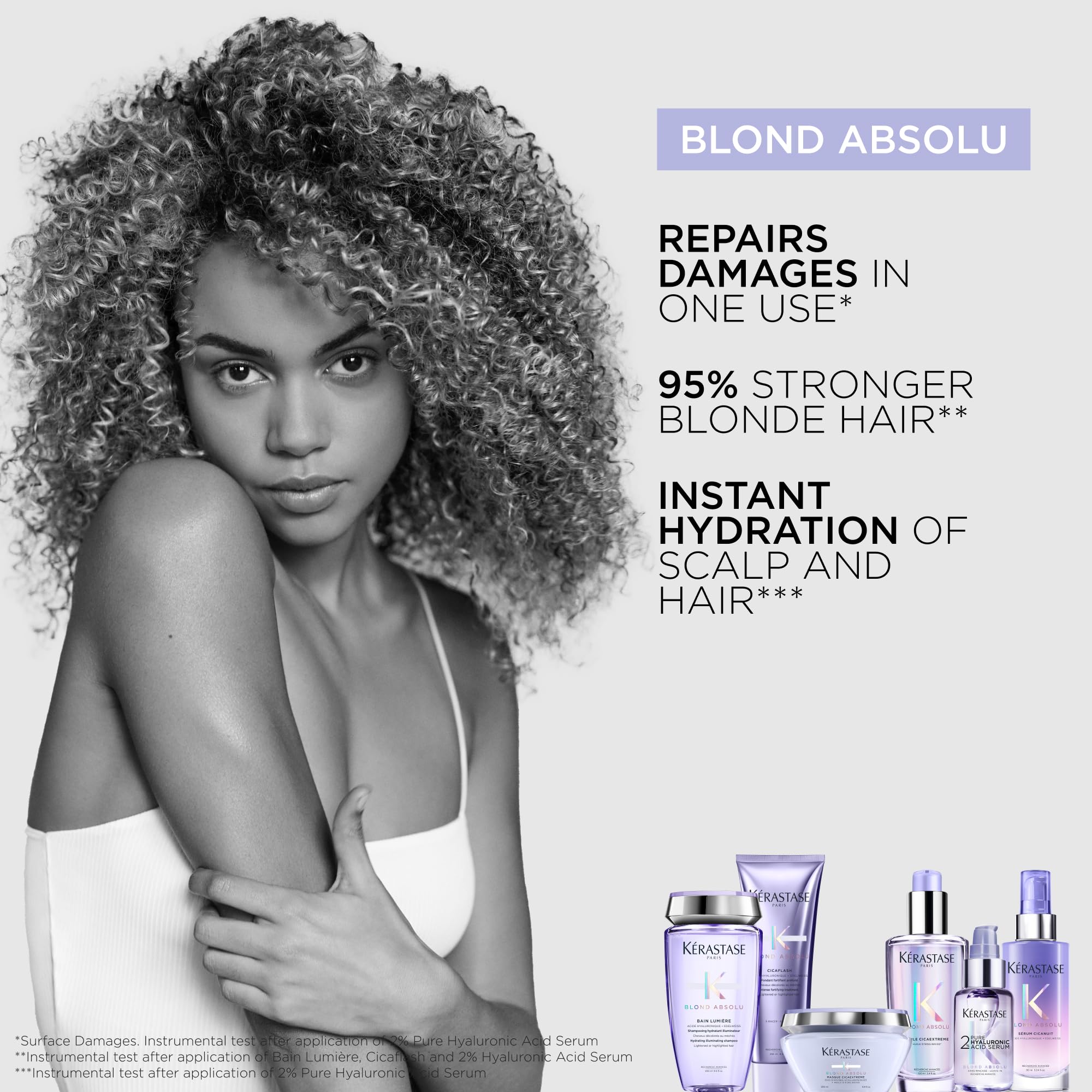 Scalp soothing with Kerastase Blond Absolu serum on blonde hair.