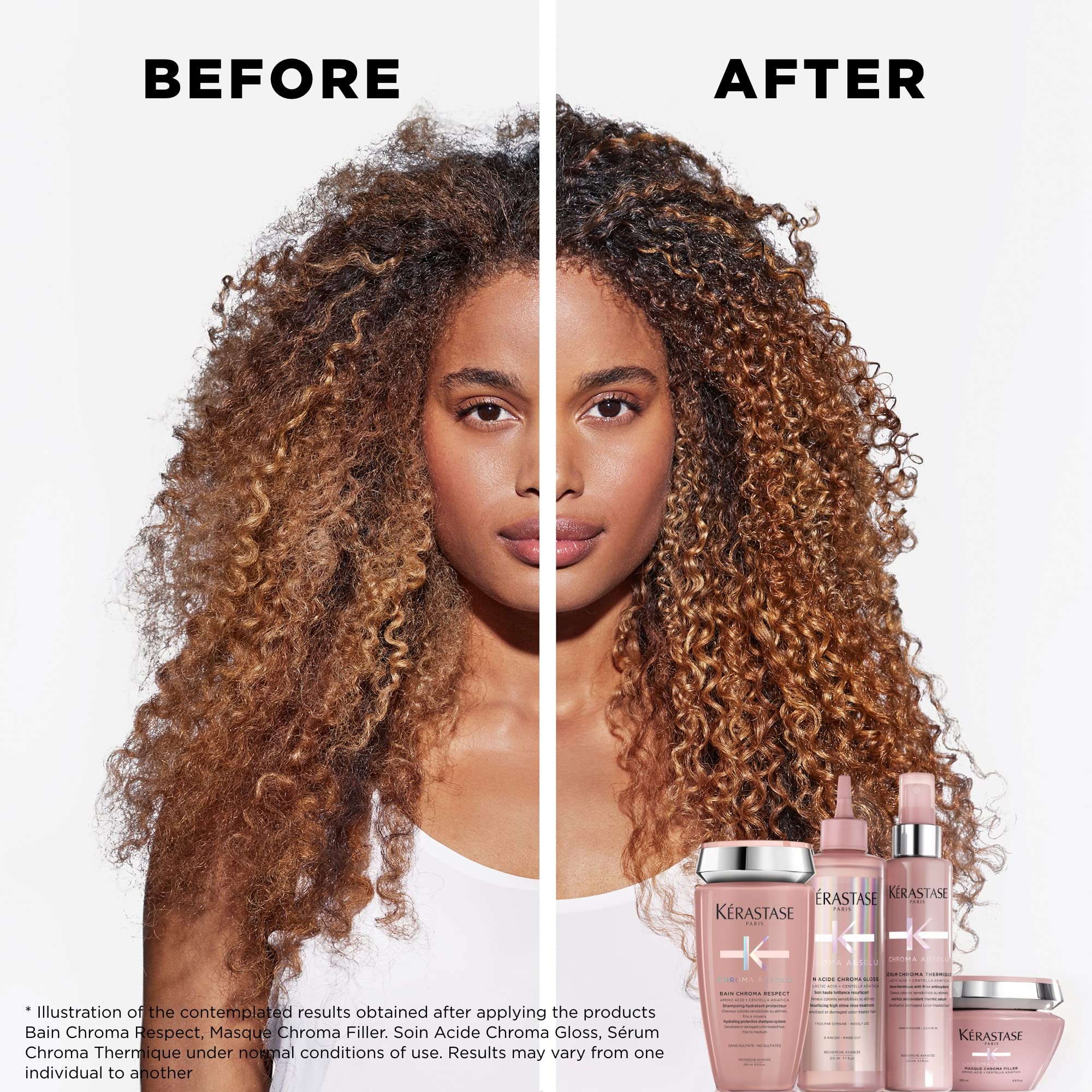 Using Chroma Absolu on damp hair for even distribution and enhanced protection.