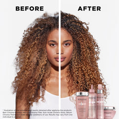 Using Chroma Absolu on damp hair for even distribution and enhanced protection.
