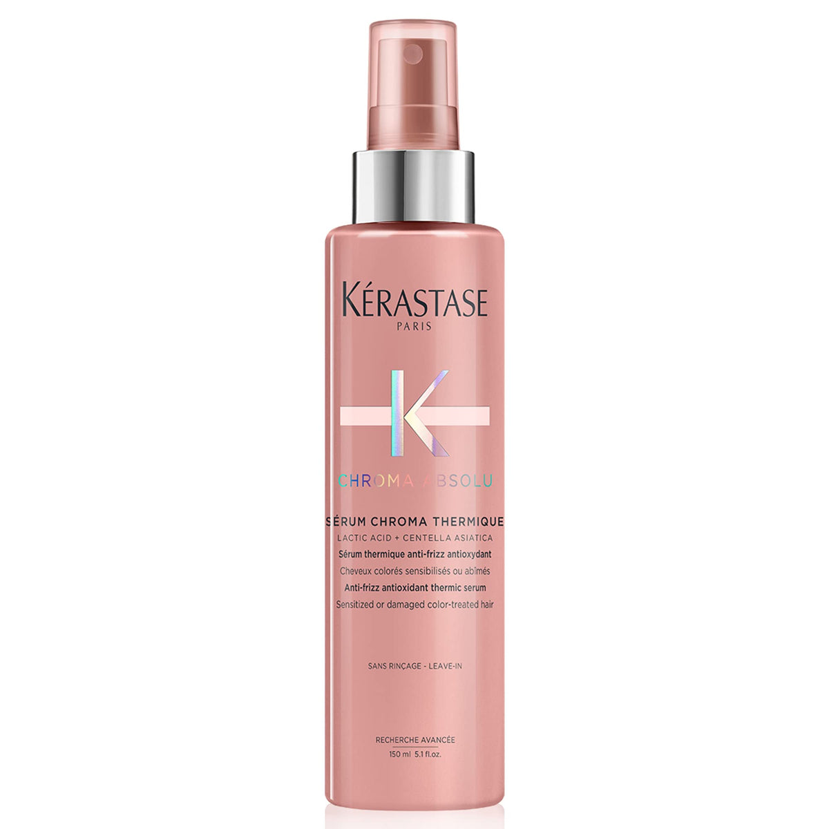 Kerastase Chroma Absolu serum bottle close-up showing color protection and smoothing.