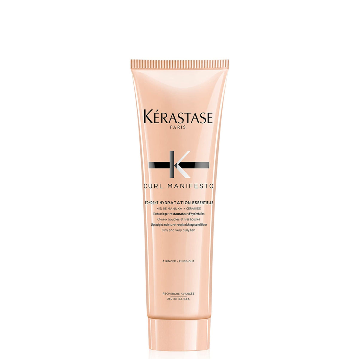 KÉRASTASE Curl Manifesto Hydratation Essentielle bottle front highlights lightweight hydration for all curls.