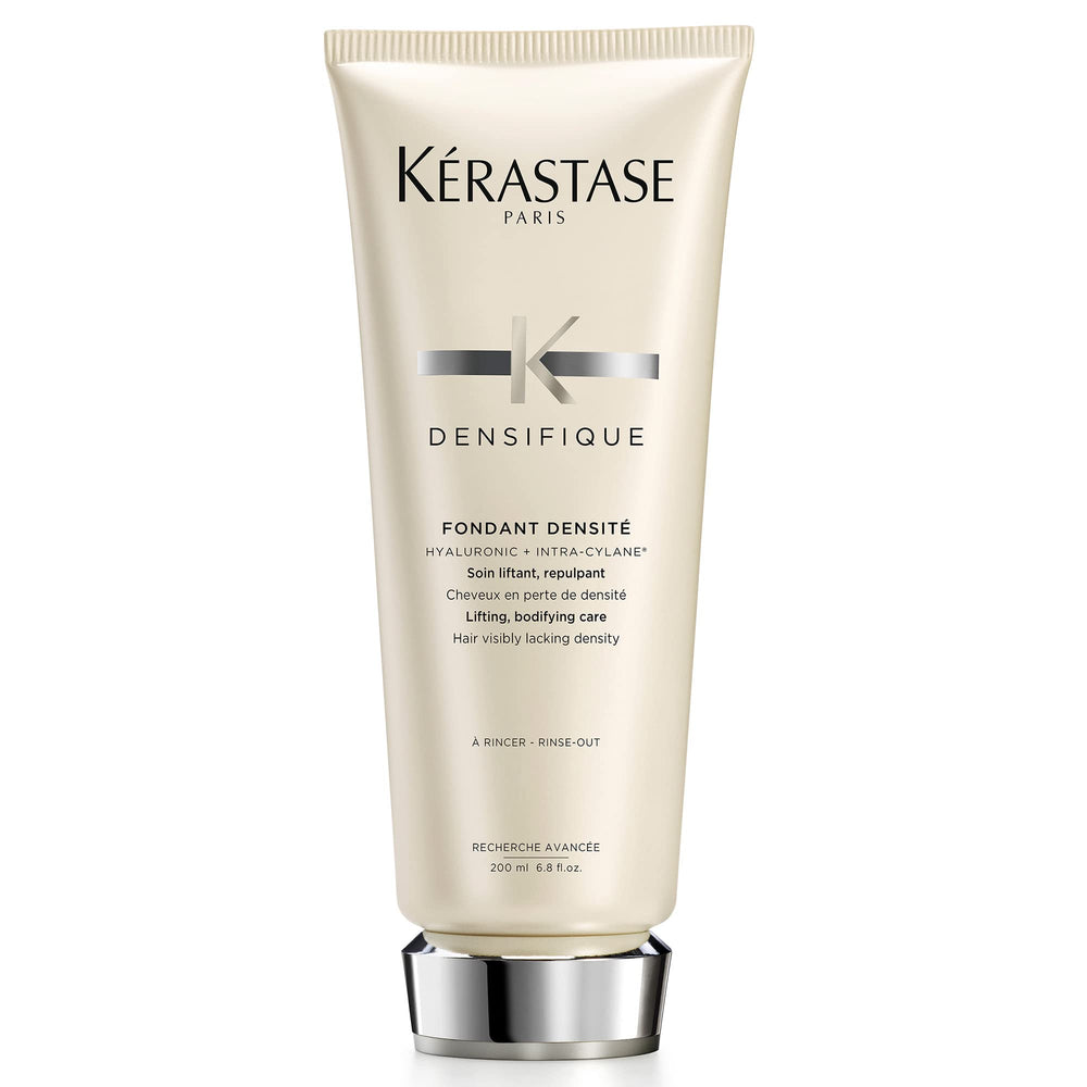 KÉRASTASE Densifique conditioner bottle highlighting premium packaging for fuller hair.