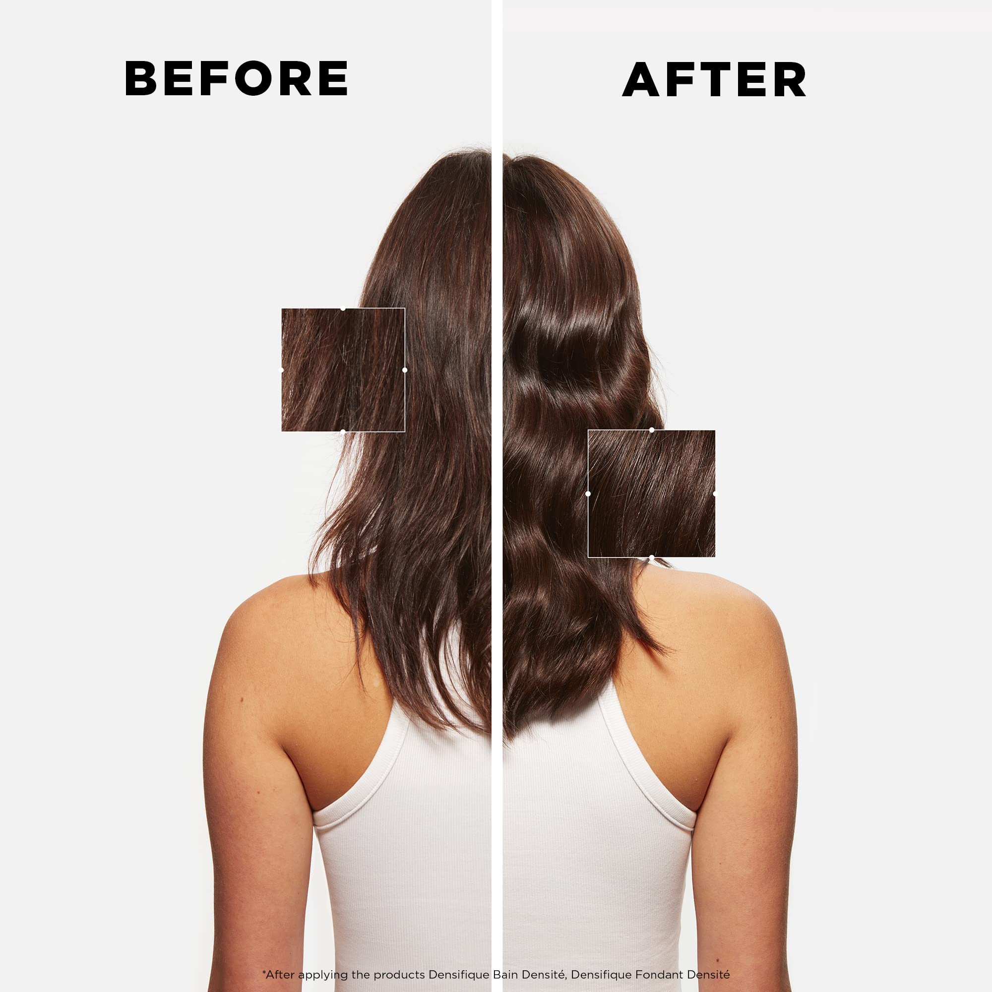 KÉRASTASE Densifique finished hair look after use shows density and smoother ends.