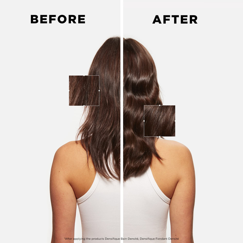 KÉRASTASE Densifique finished hair look after use shows density and smoother ends.