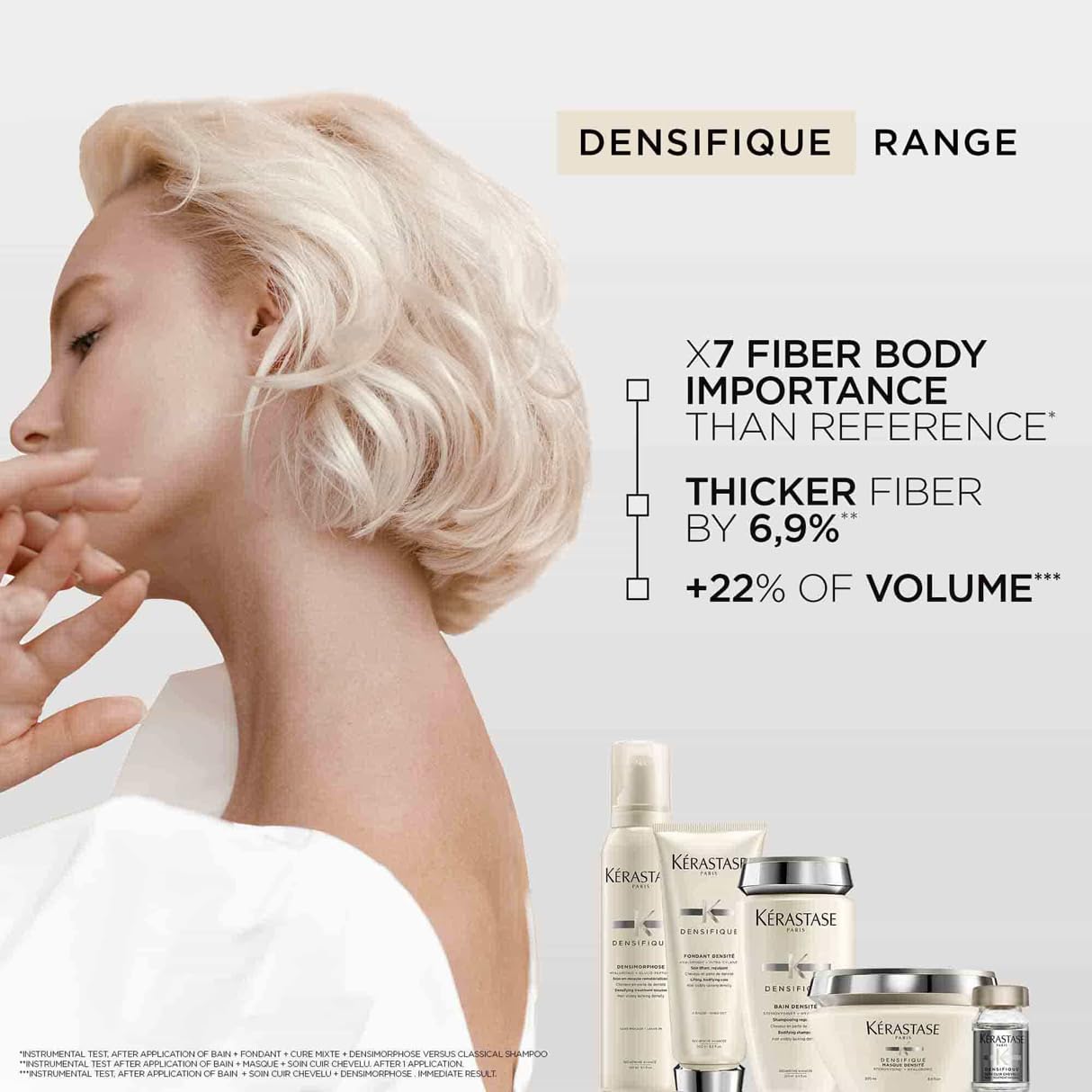Kerastase Densifique shampoo beside conditioner on display