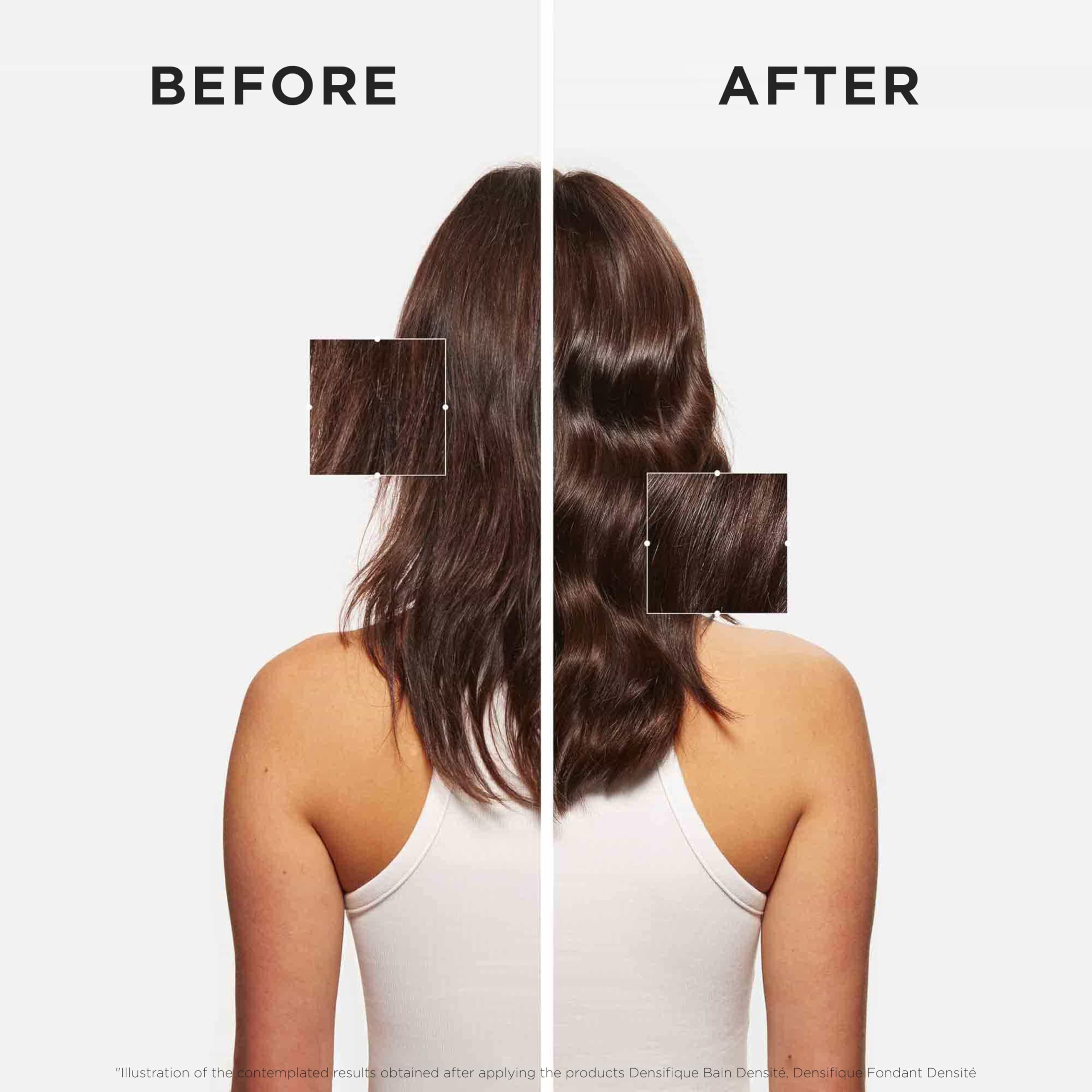 Kerastase Densifique bottle being refilled from pouch to reduce waste.