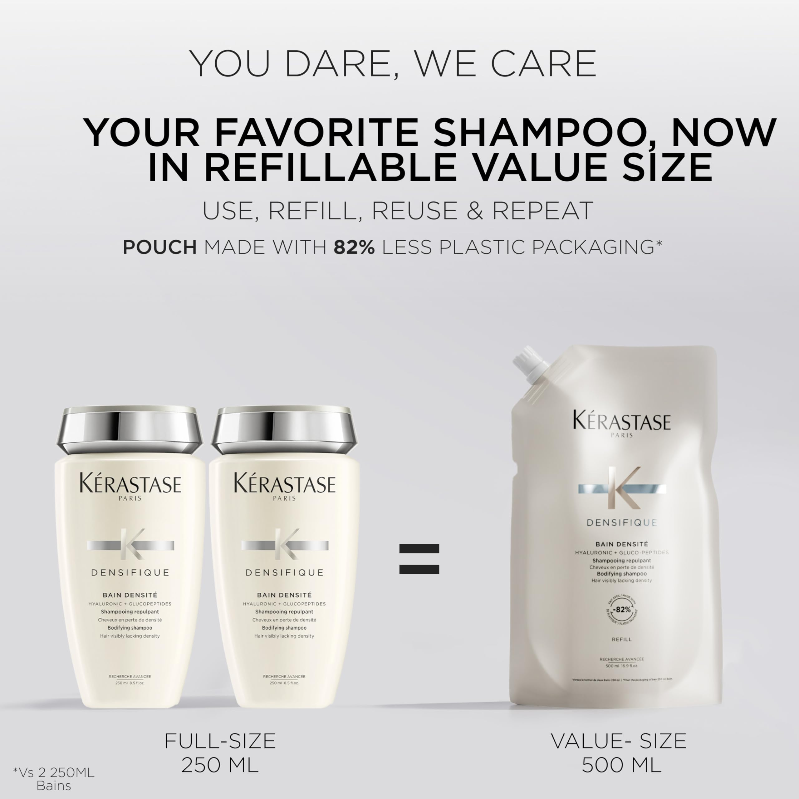 Kerastase Densifique texture-enhancement shot suggesting thicker-looking hair.