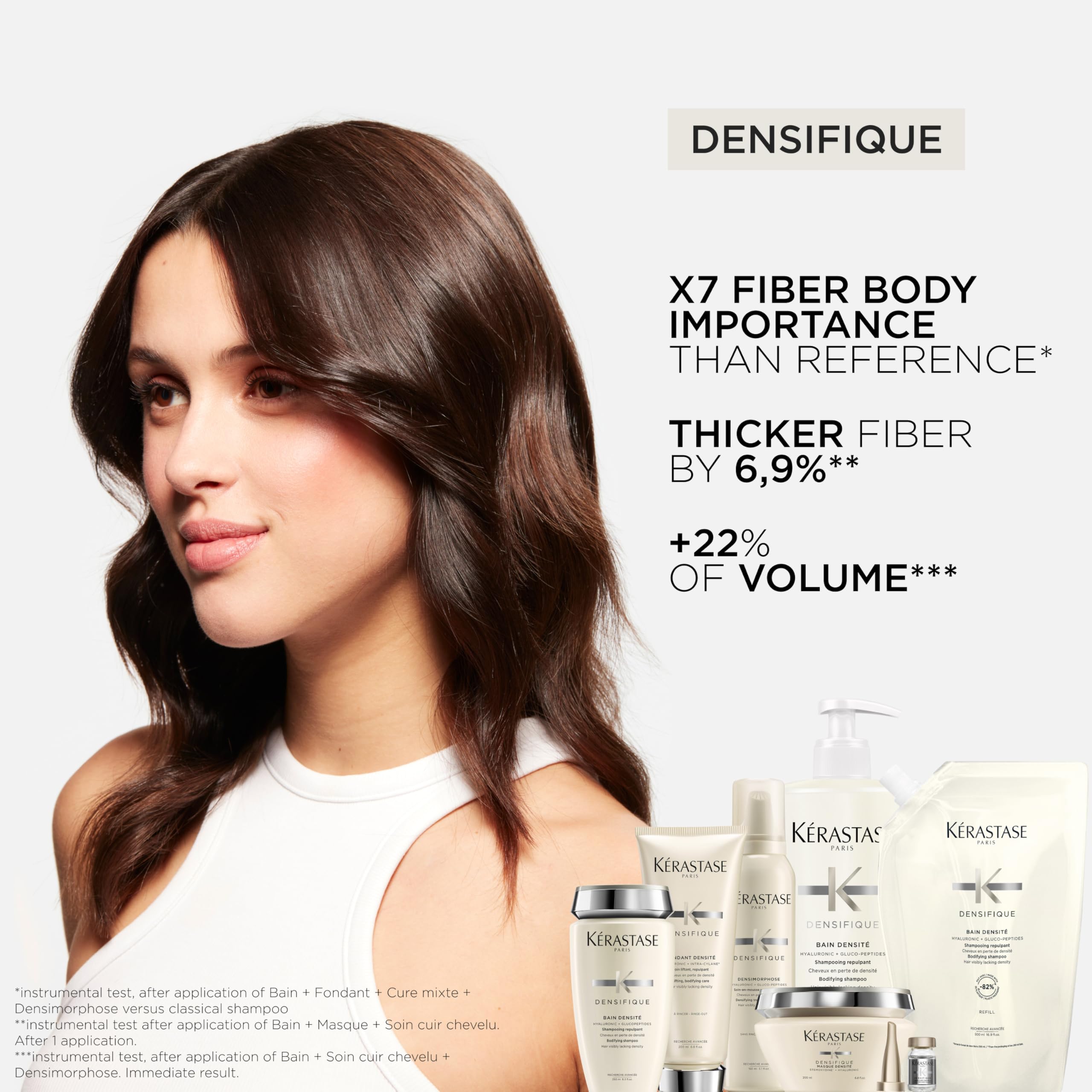 Kerastase Densifique bottle being held to show ergonomic design
