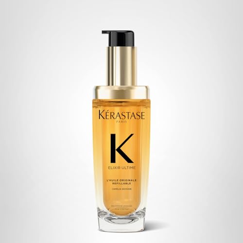 Kerastase Elixir Ultime all-hair-types label communicates versatile use across hair types.