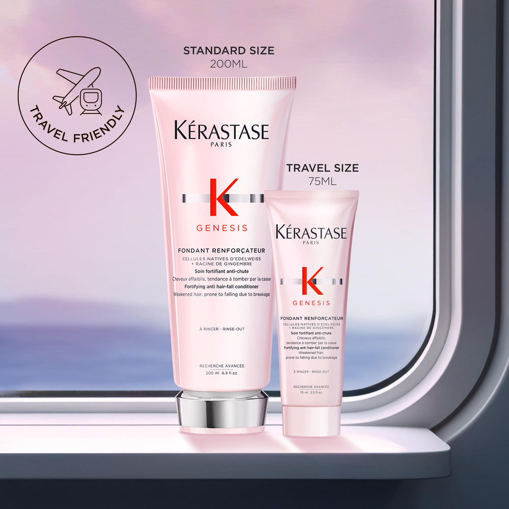 Kérastase Genesis Renforcateur being applied to towel-dried hair.