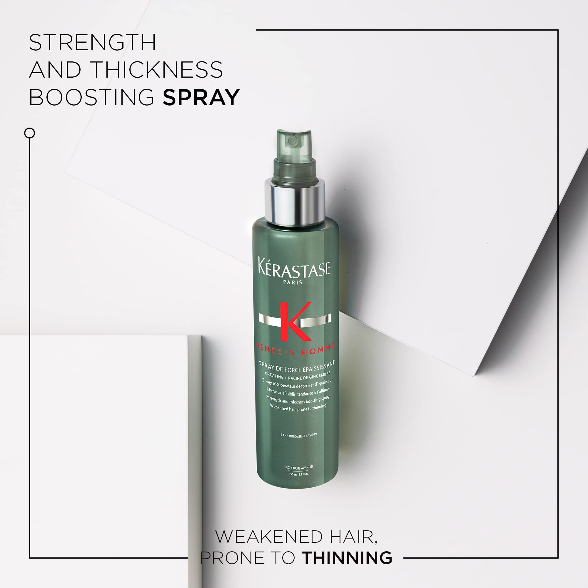 KÉRASTASE Genesis Homme Spray de Force bottle back highlights ingredients