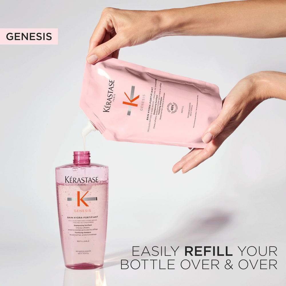 Kérastase Genesis Edelweiss flower glow shot signals resilience and smoothness