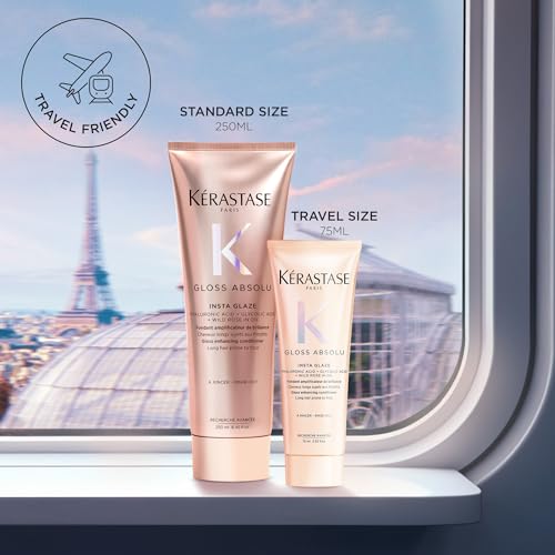 Kerastase Gloss Absolu bottle being poured highlights hydrating formula