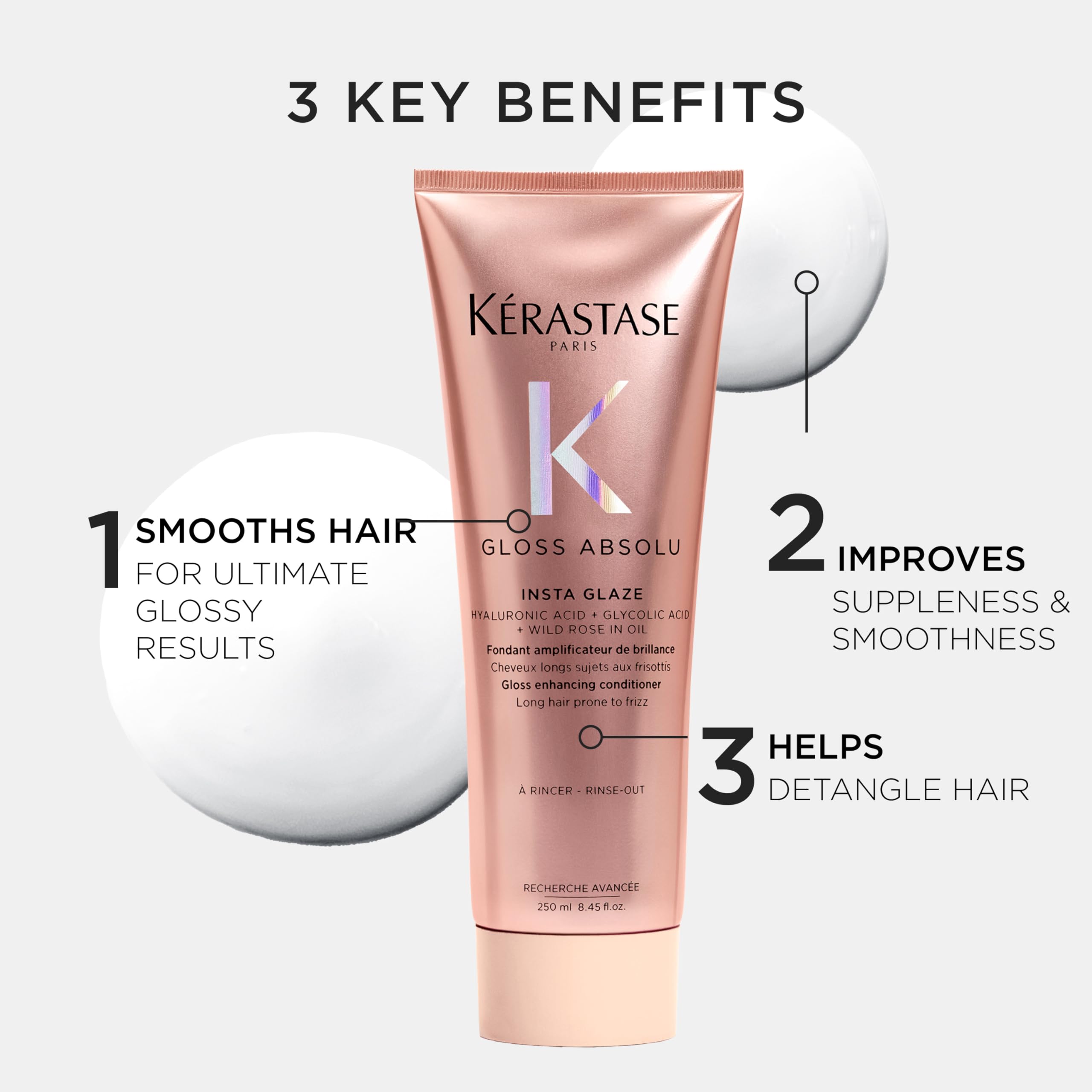 Kérastase Gloss Absolu hair after detangling with frizz reduced.