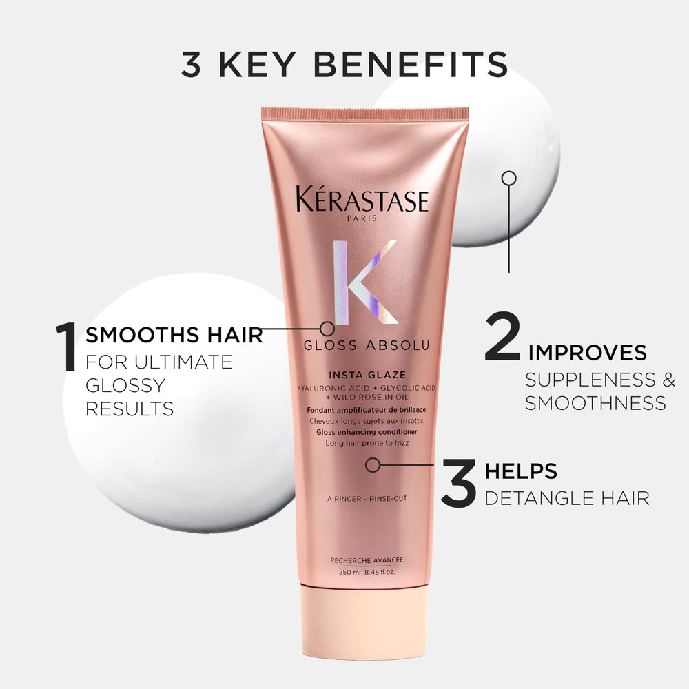 Kérastase Gloss Absolu hair after detangling with frizz reduced.