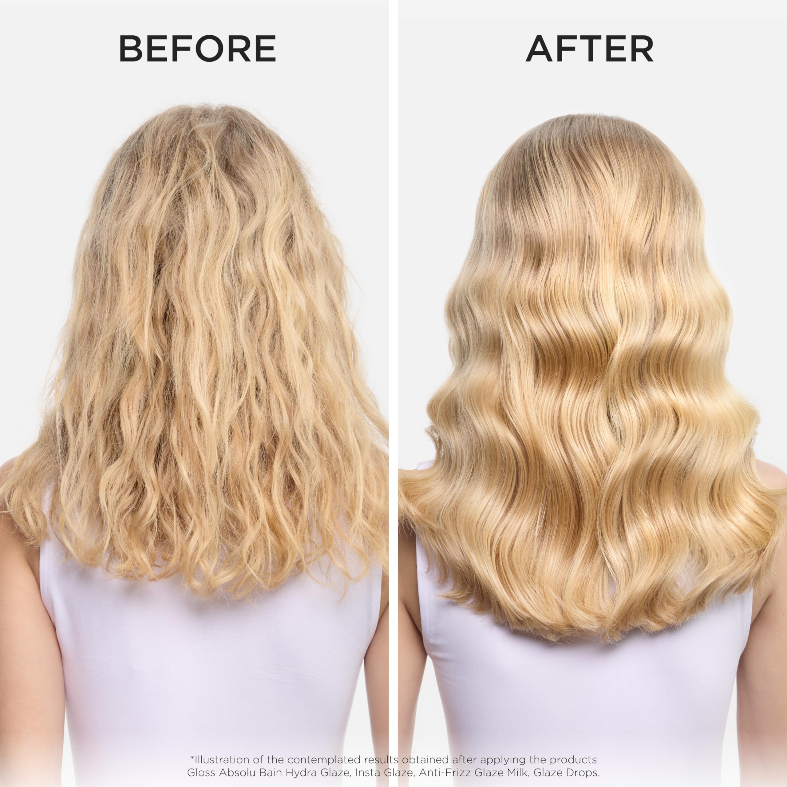 Kérastase Gloss Absolu hair close-up showing smooth surface and shine potential.
