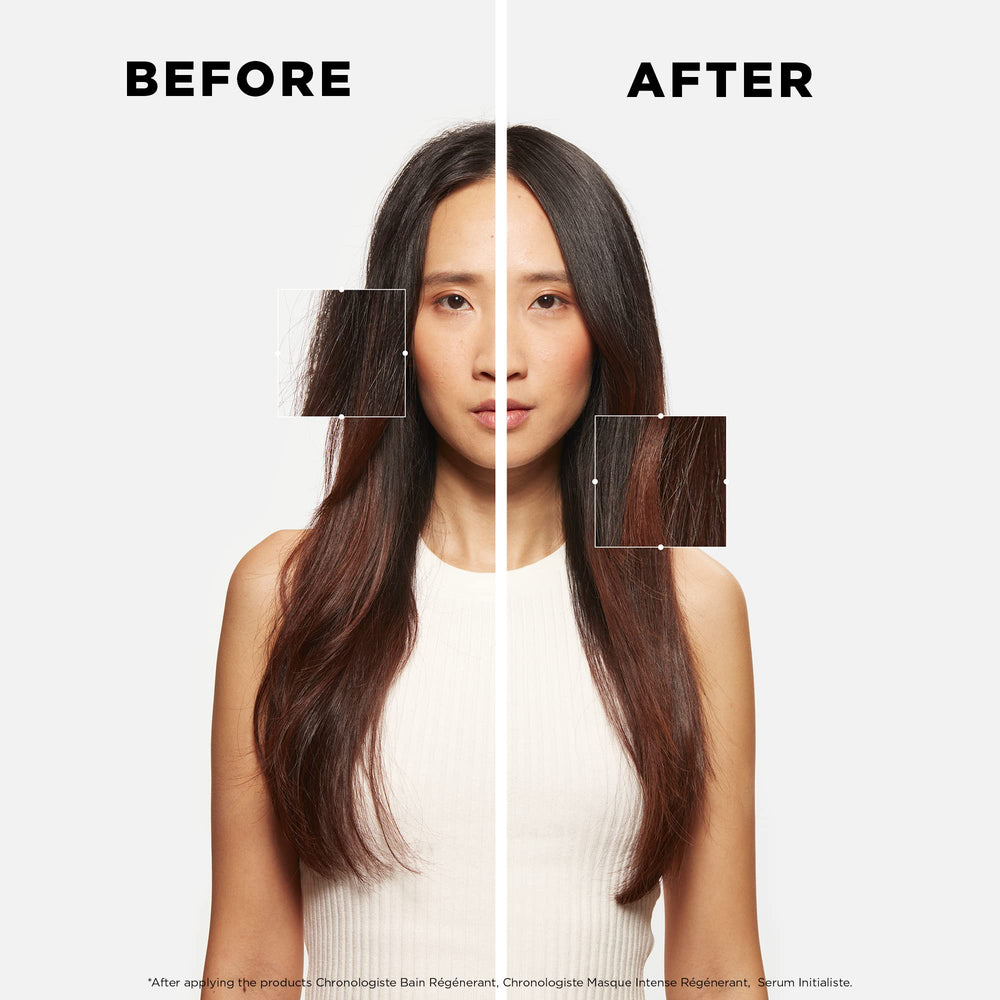 KÉRASTASE Initialiste application step visual with front-to-back scalp massage