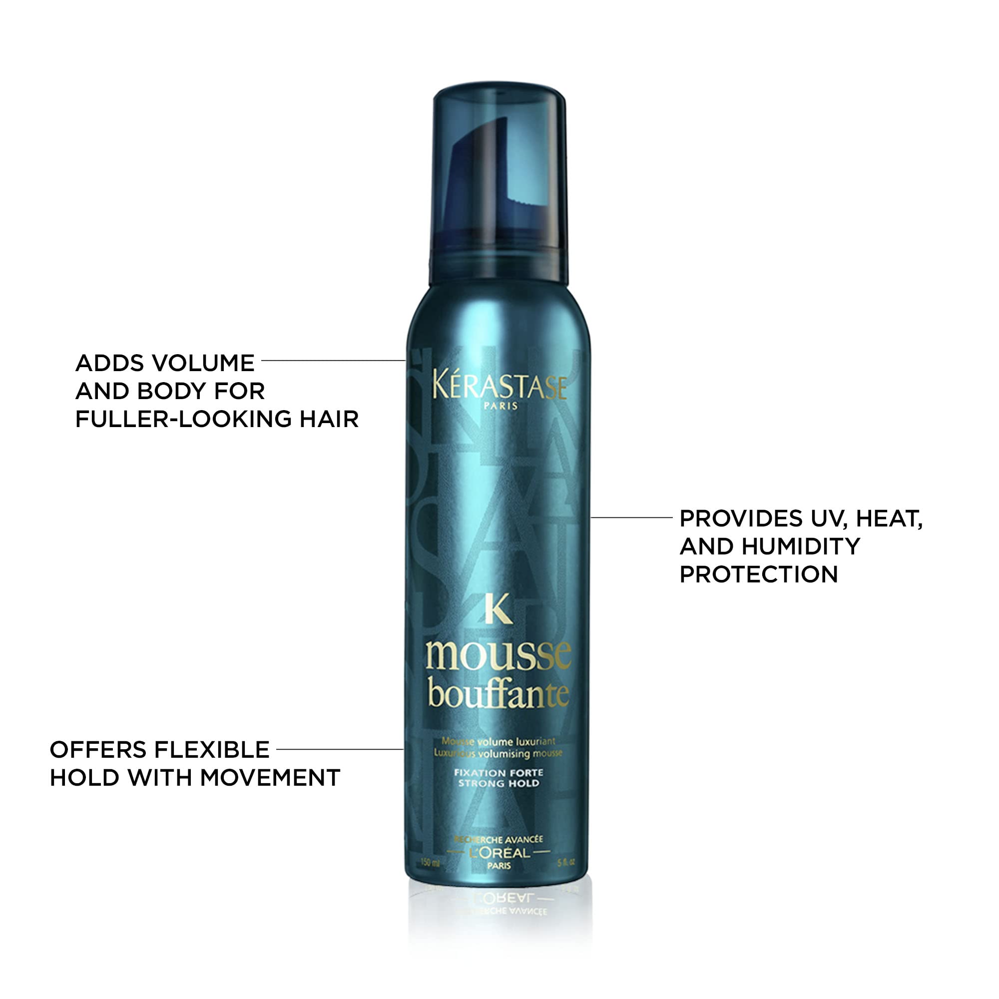 Kérastase Mousse Bouffante application image showing boosted volume and bounce.