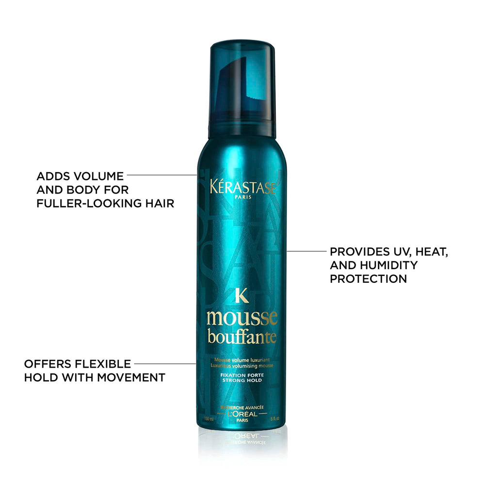 Kérastase Mousse Bouffante application image showing boosted volume and bounce.