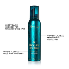 Kérastase Mousse Bouffante application image showing boosted volume and bounce.