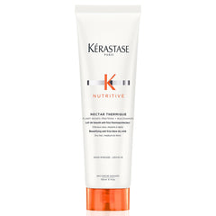 Kérastase Nectar Thermique bottle shown with heat protection benefits highlighted for frizz control