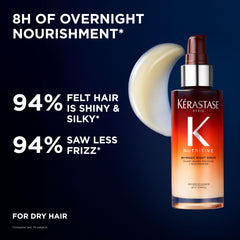 KÉRASTASE Nutritive 8H Night Serum resting on hair overnight with no transfer.