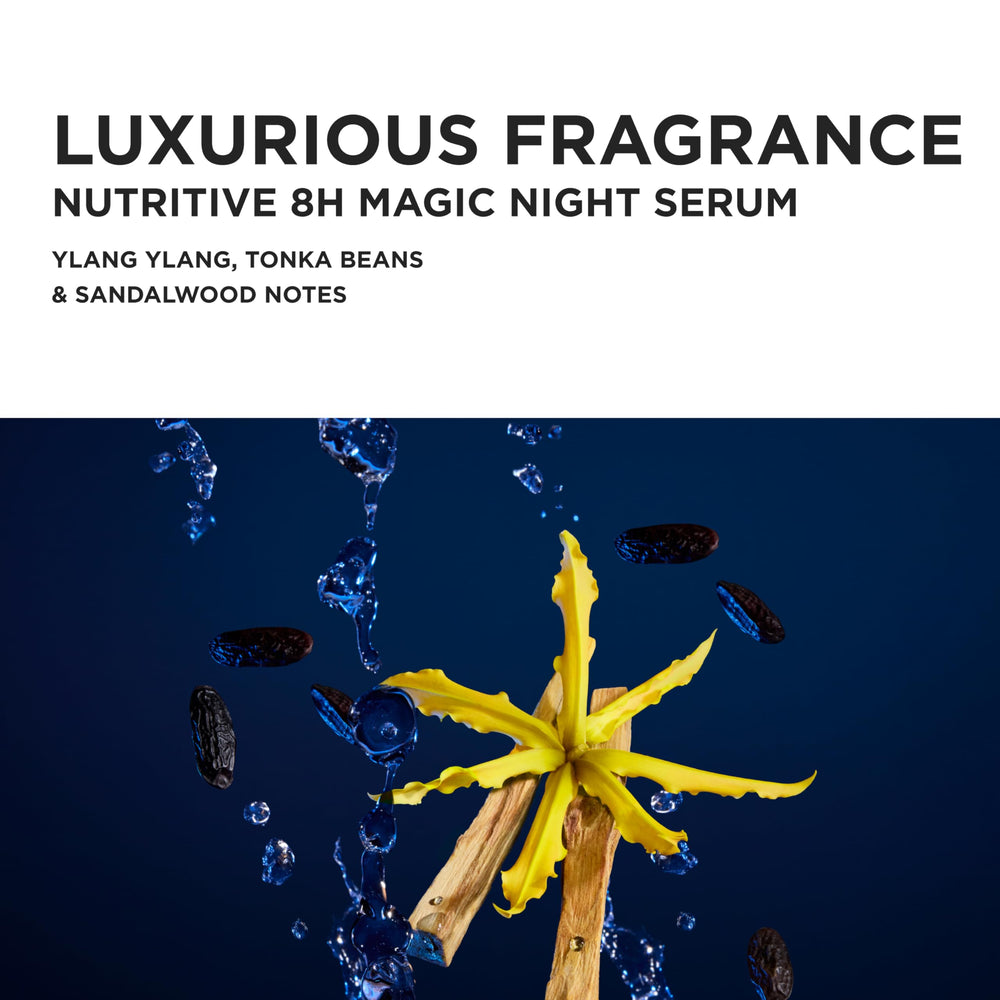 KÉRASTASE Nutritive 8H Night Serum shown near a pillow to illustrate friction protection.