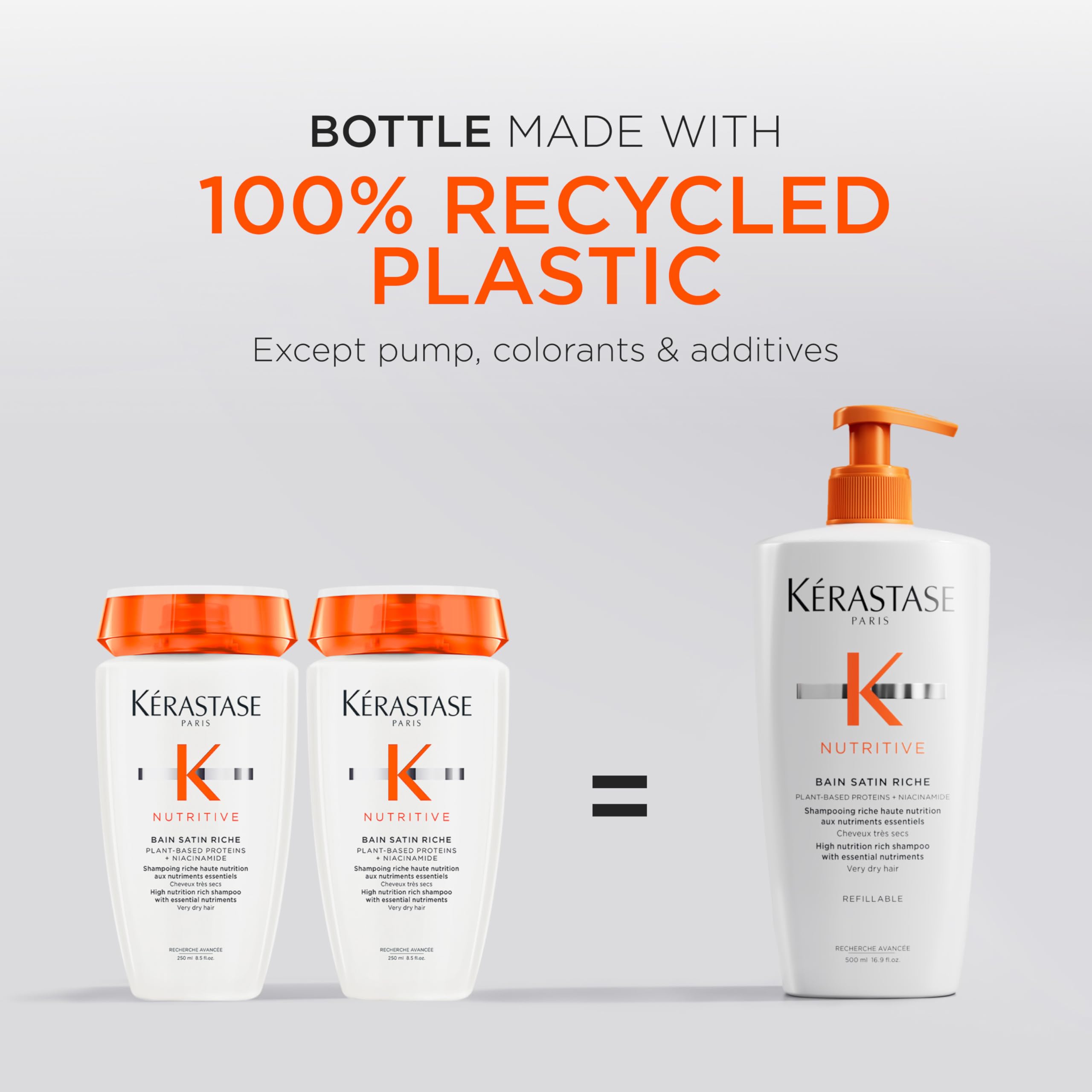 Hands applying Bain Satin Riche shampoo to wet hair for cleansing