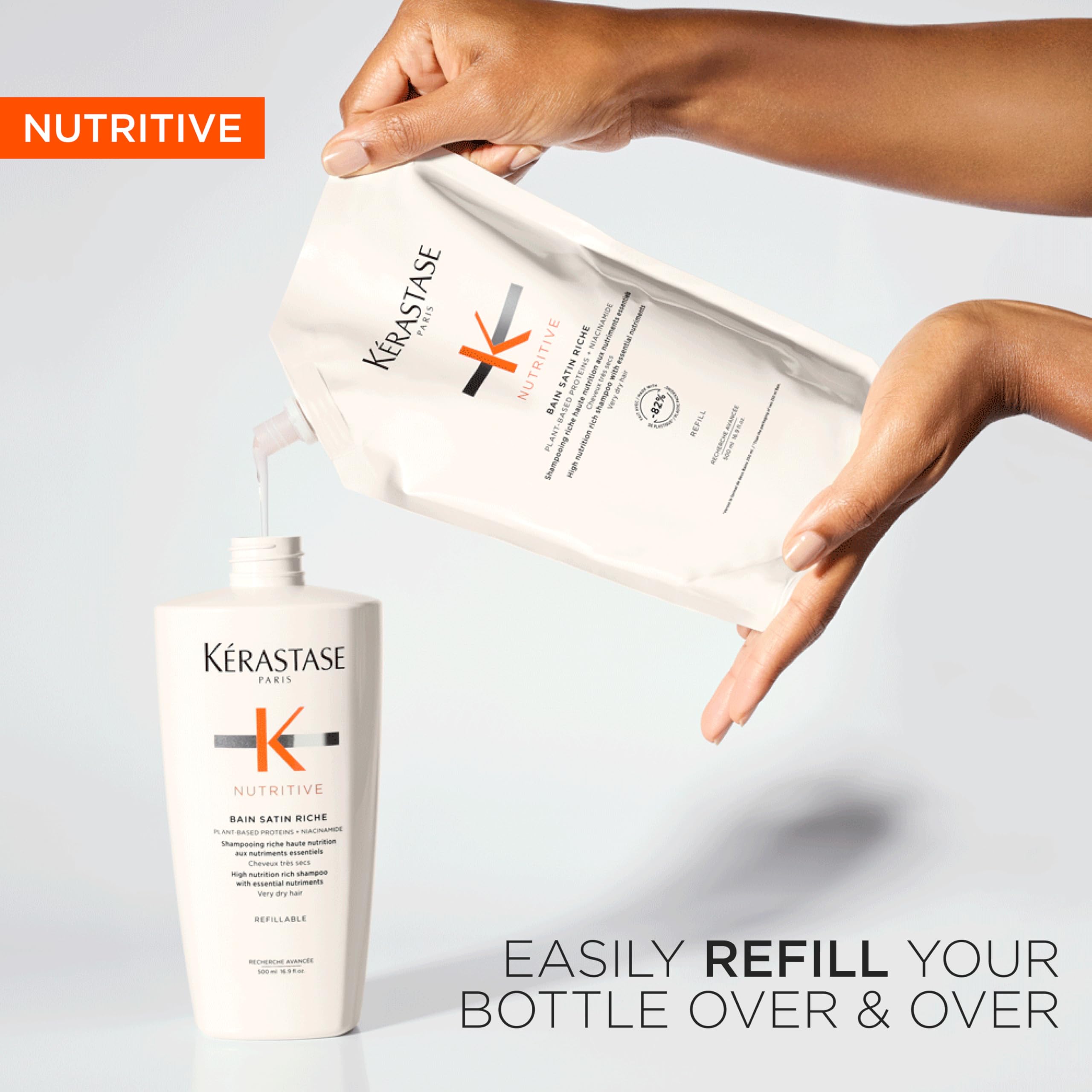 Moisture-boosting action in Kérastase Bain Satin Riche shampoo for dry hair