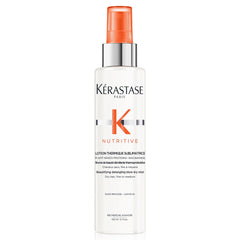 KÉRASTASE Nutritive heat protecting spray bottle shields hair from heat and adds smoothness.