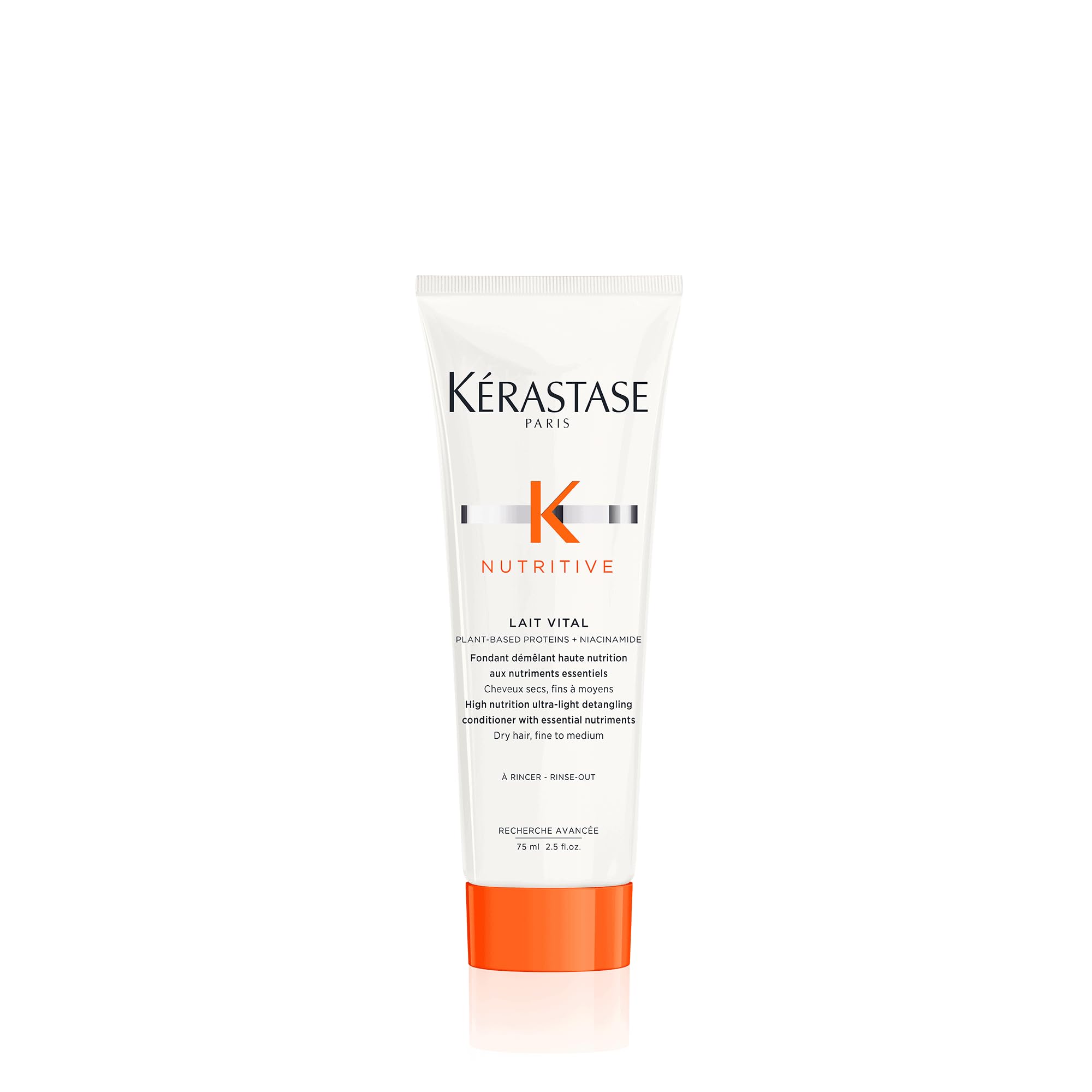 The Kerastase Nutritive Lait Vital bottle showcases travel-sized hydration and detangling benefits.