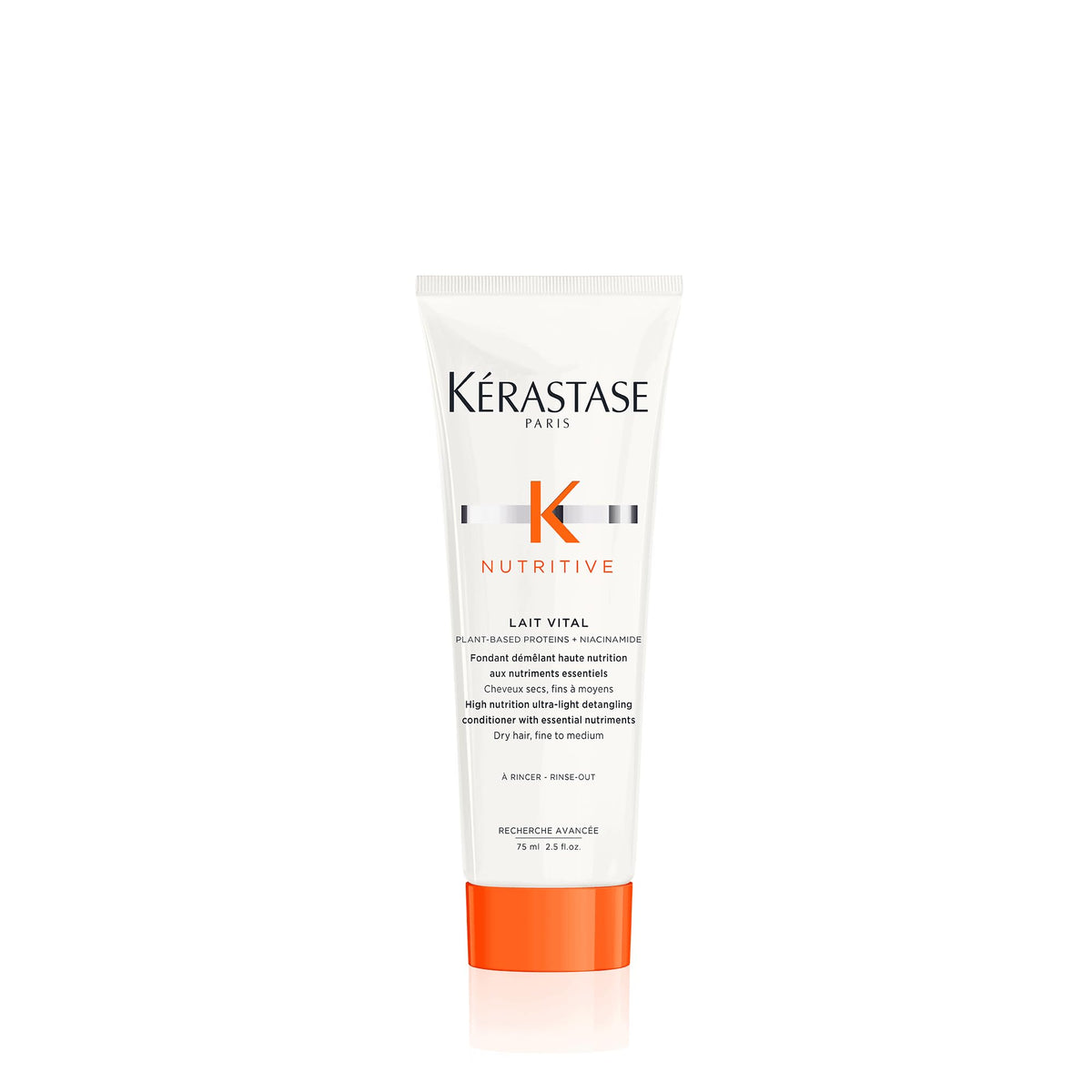 The Kerastase Nutritive Lait Vital bottle showcases travel-sized hydration and detangling benefits.