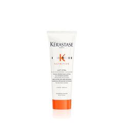The Kerastase Nutritive Lait Vital bottle showcases travel-sized hydration and detangling benefits.