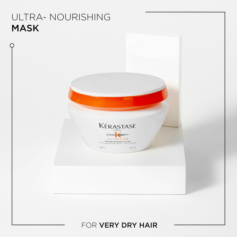 Creamy Masquintense Riche texture swatch for medium to thick dry hair