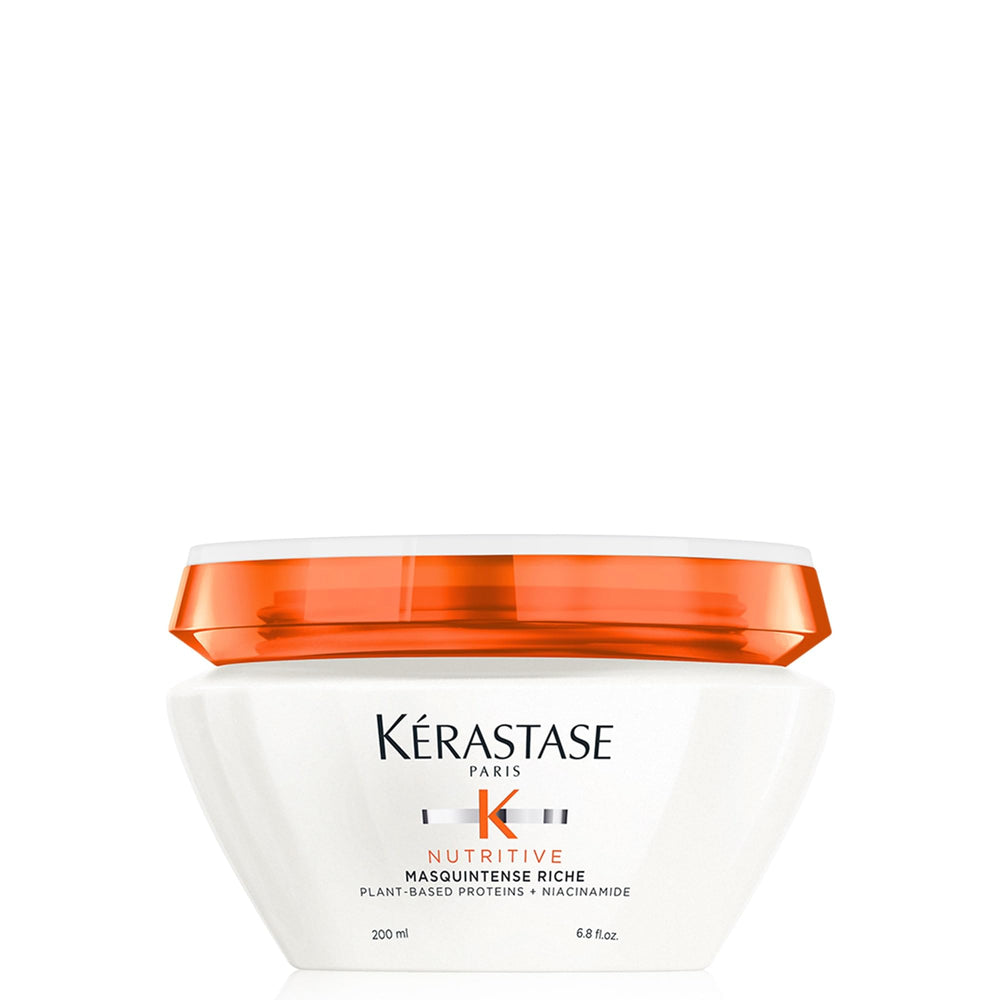 Kérastase Nutritive Masquintense Riche jar closeup showing deep hydration for very dry hair