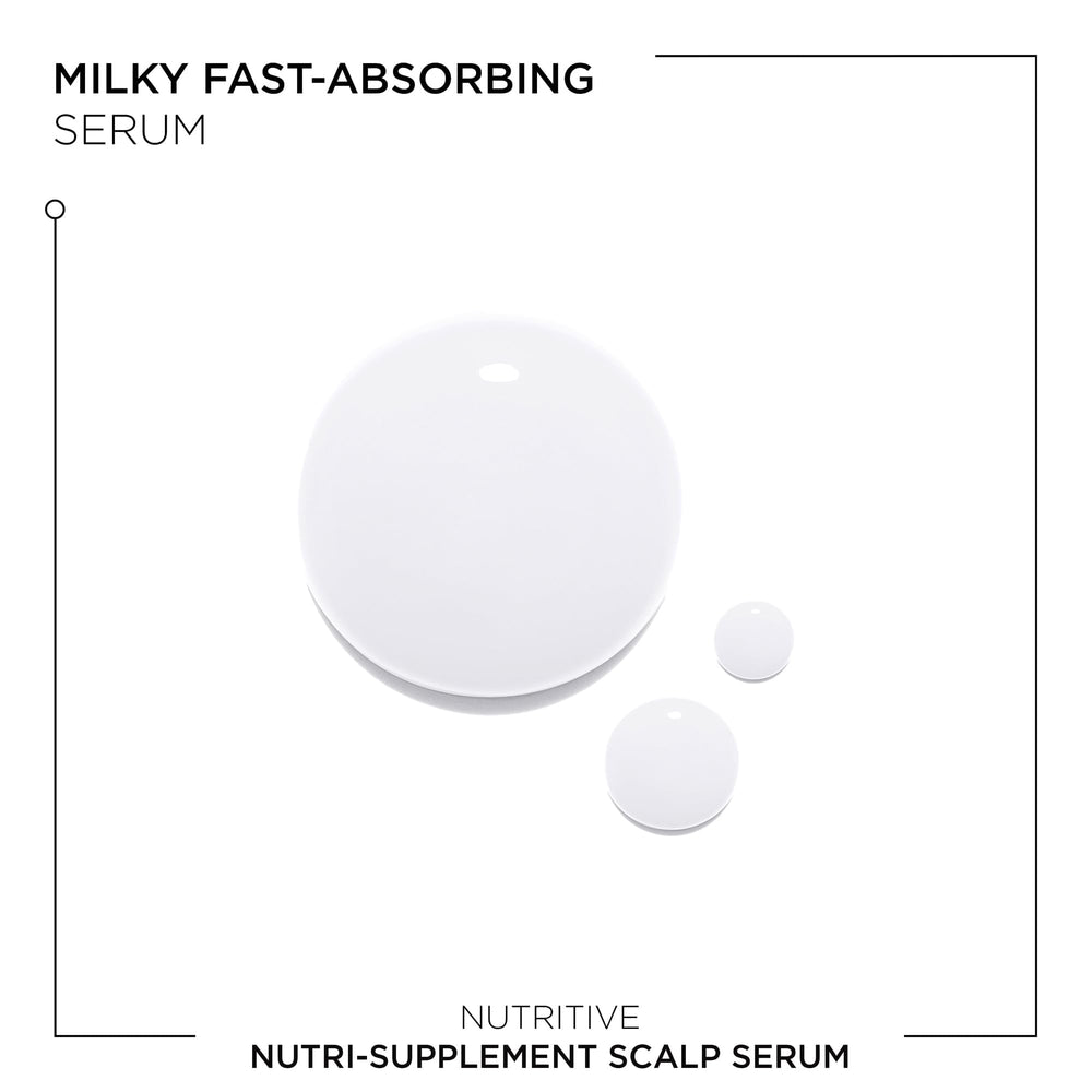 Step-by-step illustration of applying Kerastase Nutritive serum to roots for even hydration.