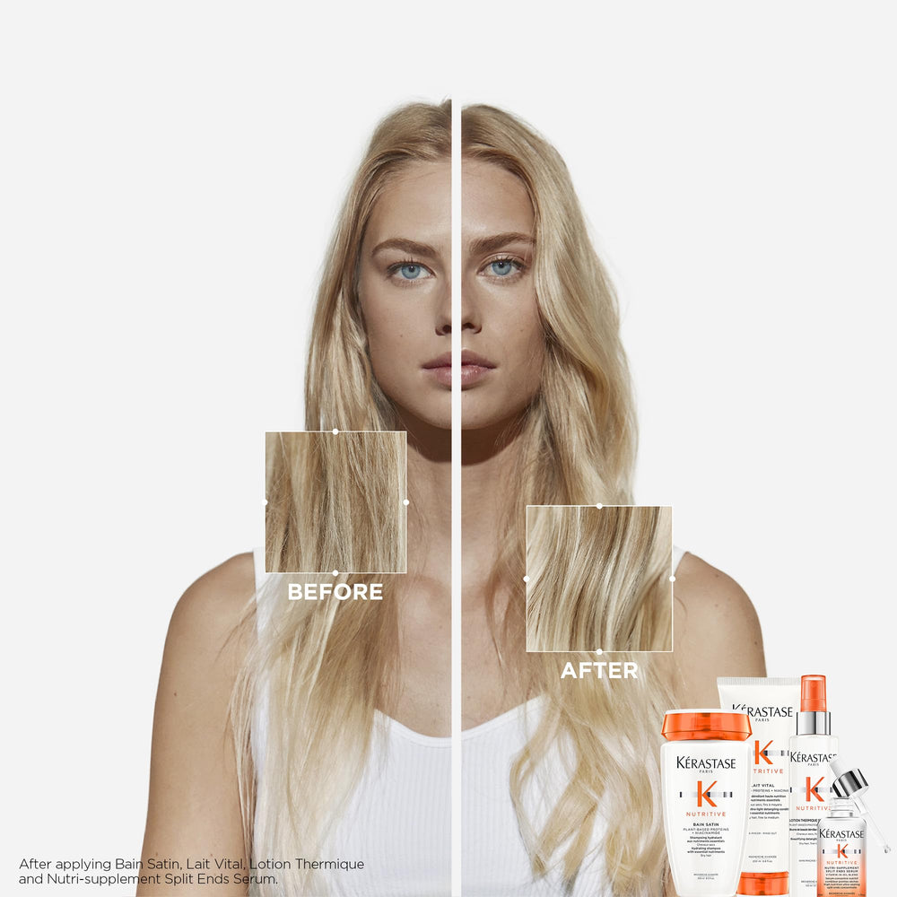 Kérastase Nutritive serum label closeup highlights nourishment.