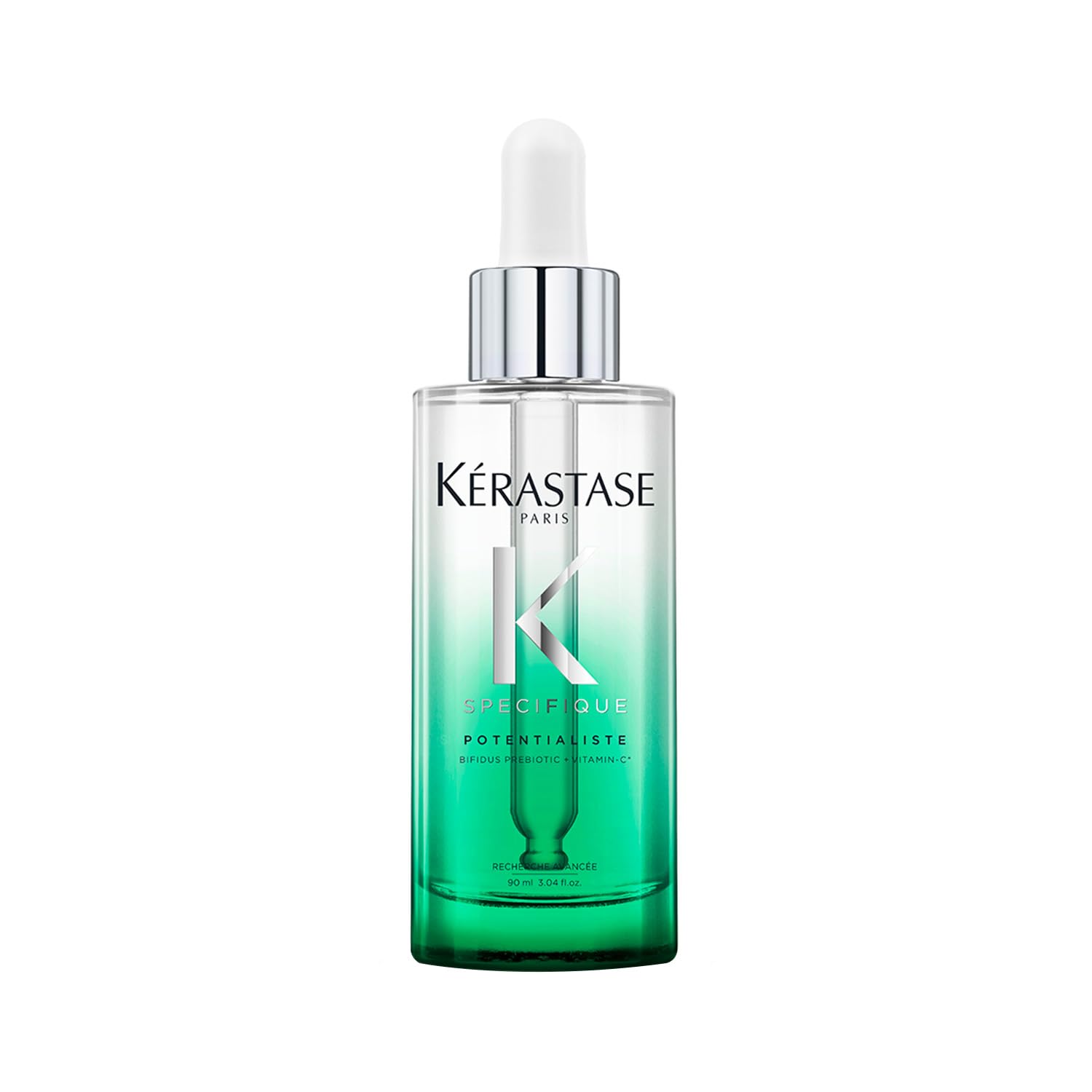 Kerastase Potentialiste yellow tint detail near cap due to natural ingredients.