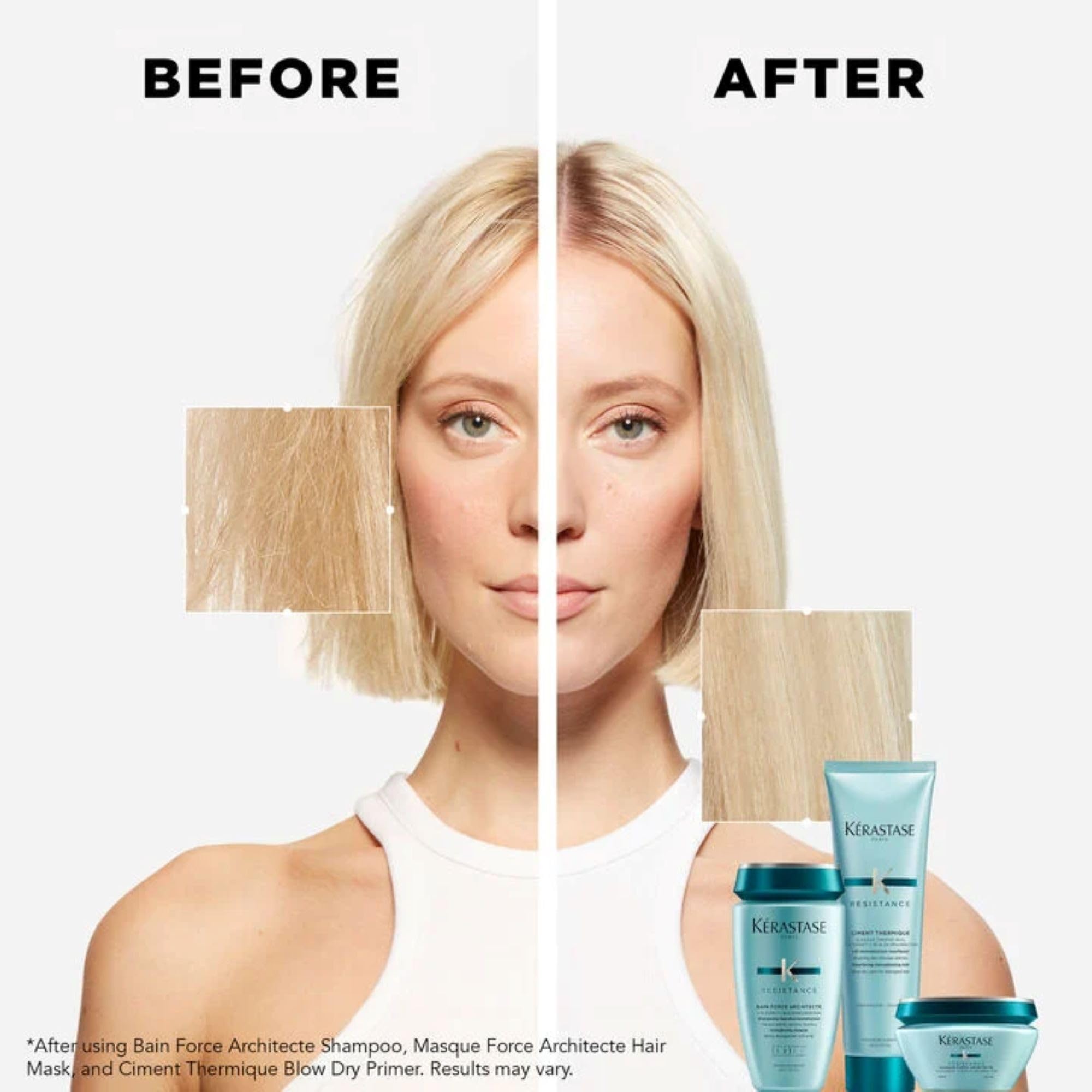 Kérastase Résistance Force Architecte application texture smoothing damaged hair.