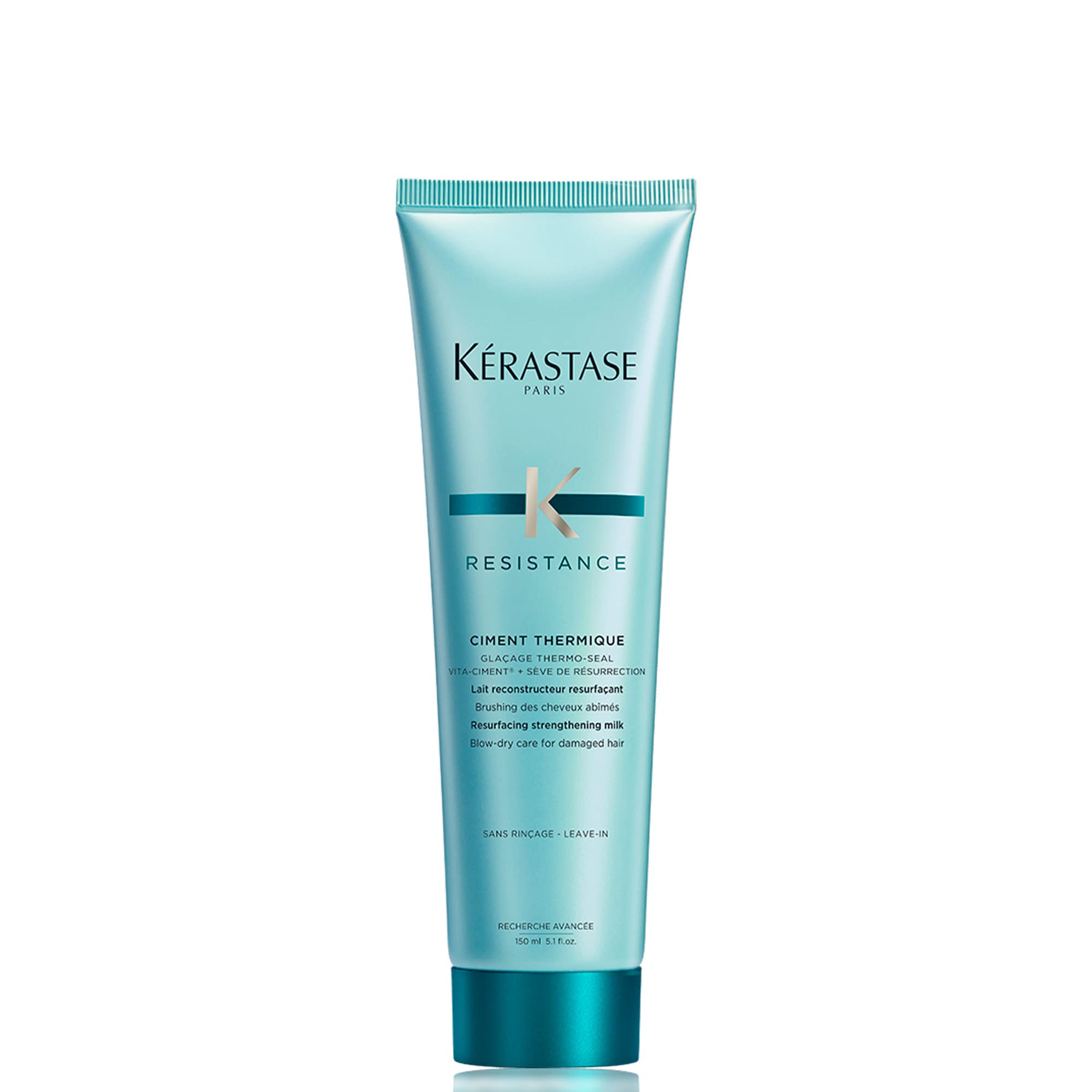 Kerastase Resistance Heat Protection Serum bottle shown for heat protection up to 450°F