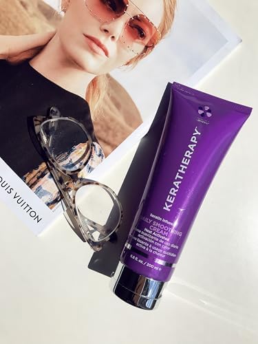 Keratherapy Daily Smoothing Cream ingredients close-up highlights keratin infusion and nourishing oils.