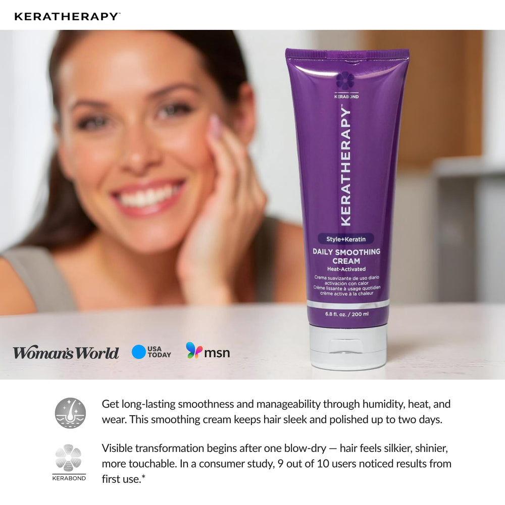 Shiny, manageable hair after using Keratherapy Daily Smoothing Cream.