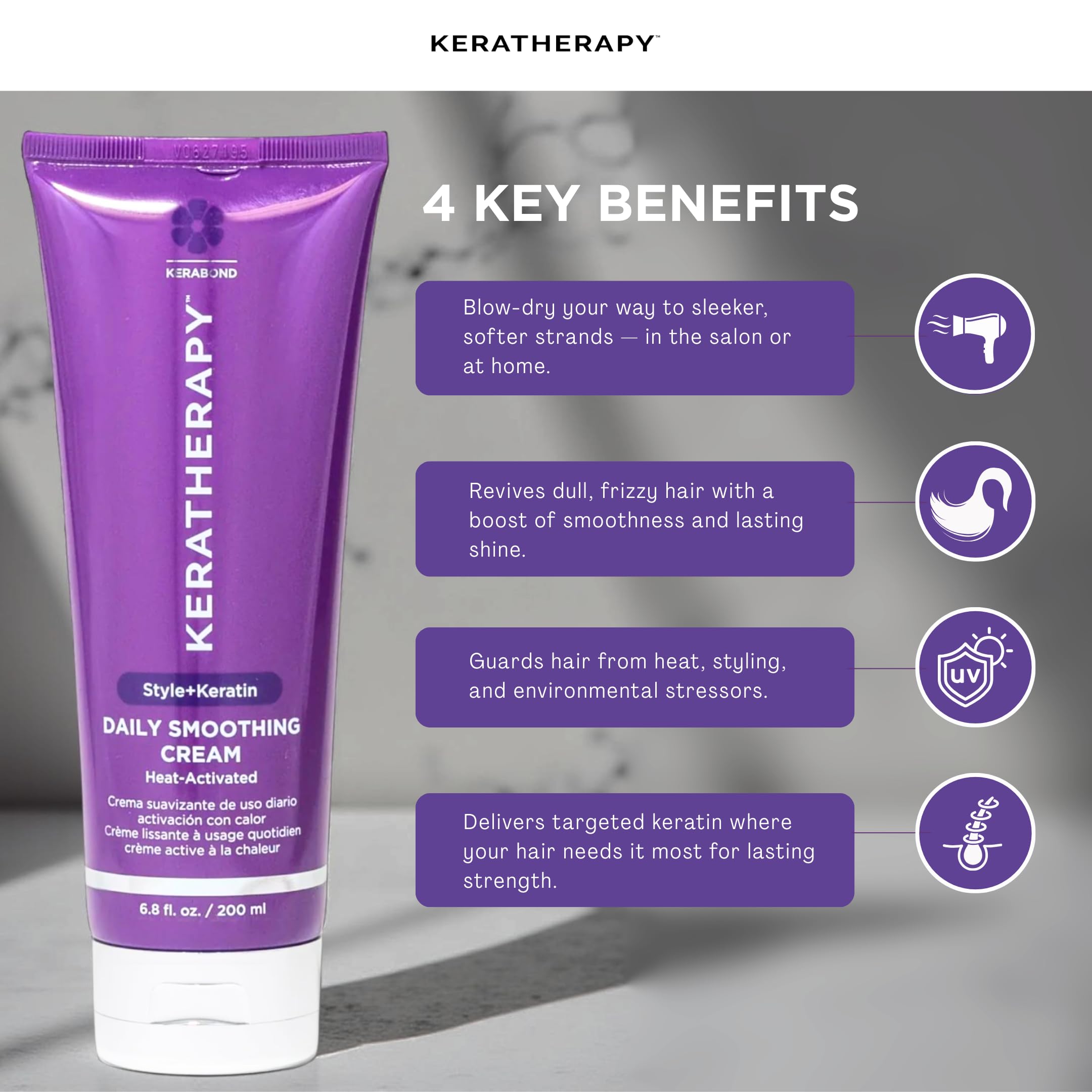 Texture swirl of Keratherapy Daily Smoothing Cream shows rich, creamy formula for easy application.