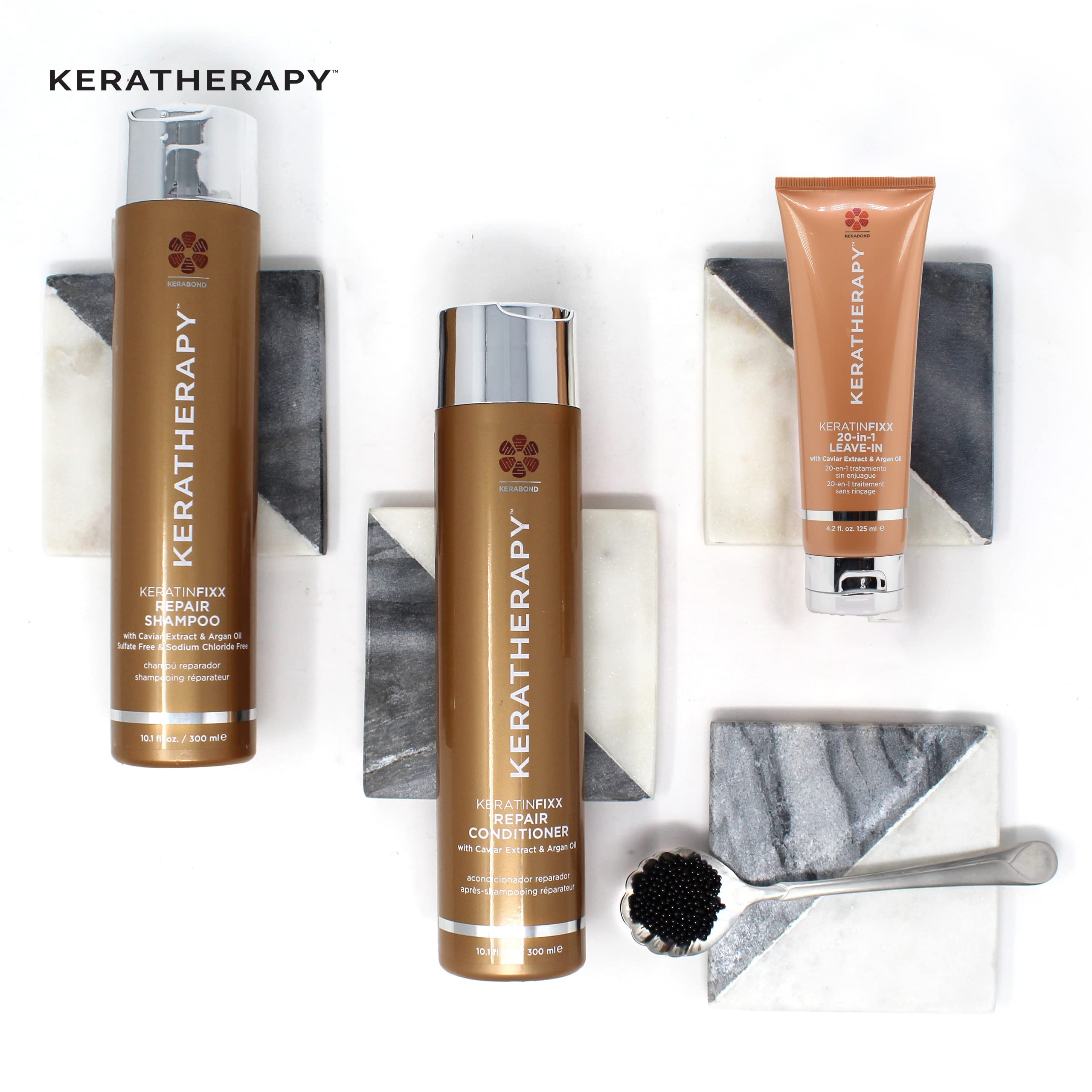 Keratherapy KeratinFIXX damage-rebuild close-up suggests stronger strands.