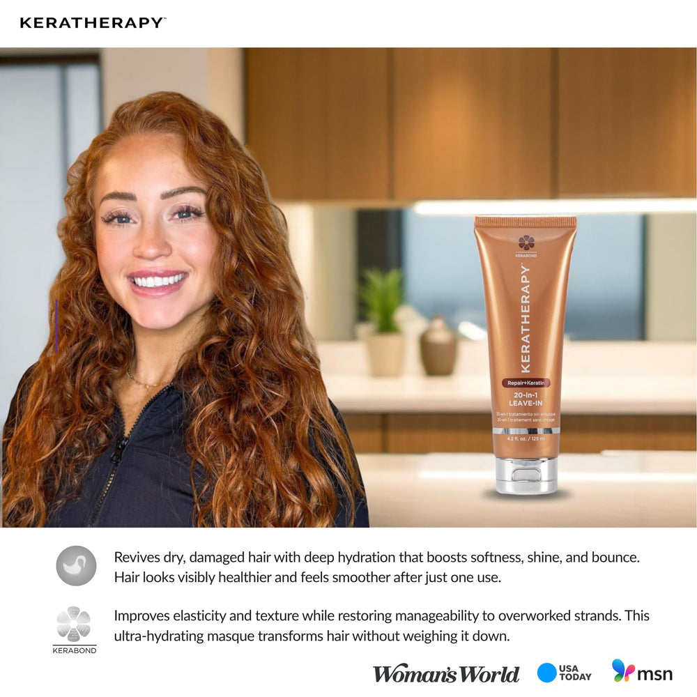 Keratherapy KeratinFIXX heat-protection close-up protects hair during styling.