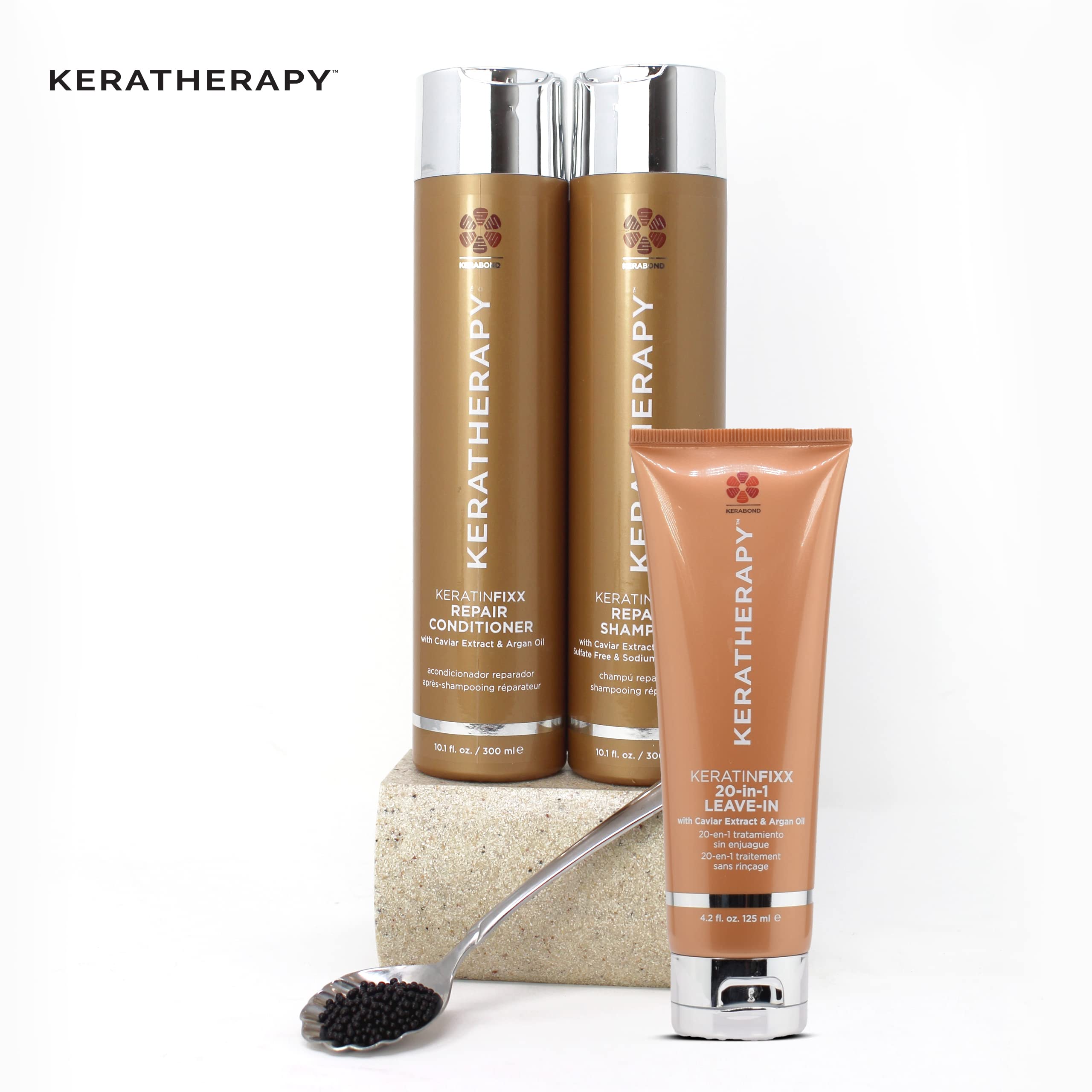 Keratherapy KeratinFIXX split-end-mend demonstrates damage repair.